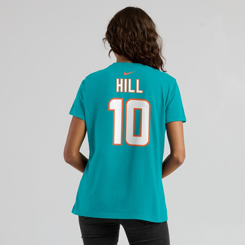 Tyreek Hill Miami Dolphins Women's Player Name & Number T-Shirt Aqua