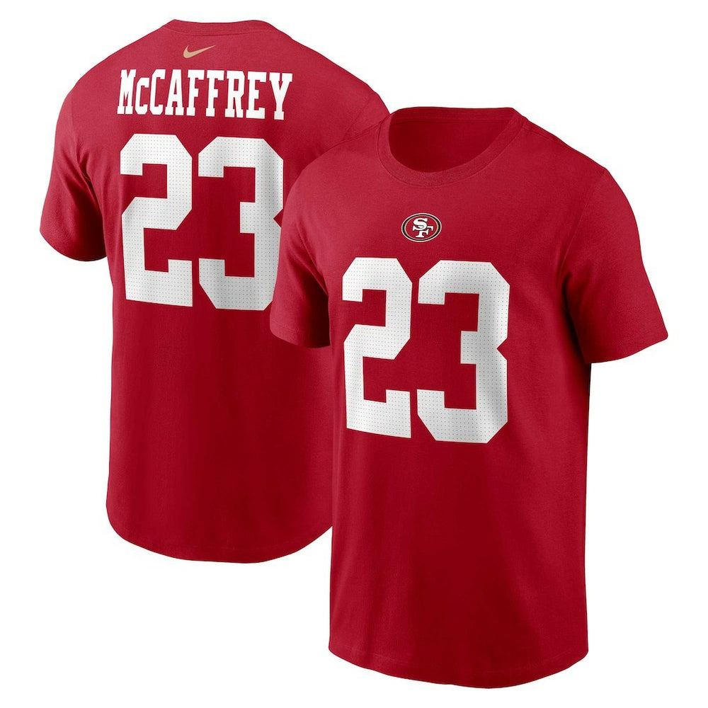 Christian McCaffrey San Francisco 49ers Player Name & Number T-Shirt Scarlet