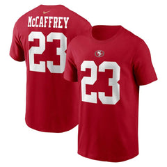 Christian McCaffrey San Francisco 49ers Player Name & Number T-Shirt Scarlet