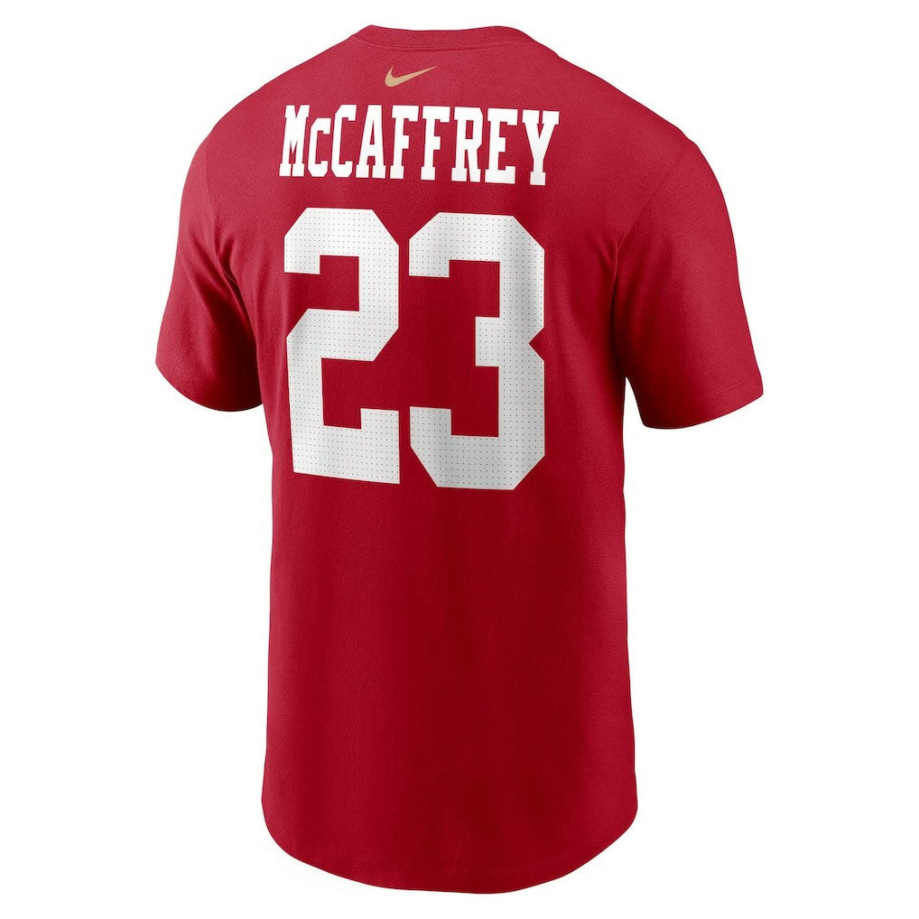 Christian McCaffrey San Francisco 49ers Player Name & Number T-Shirt Scarlet