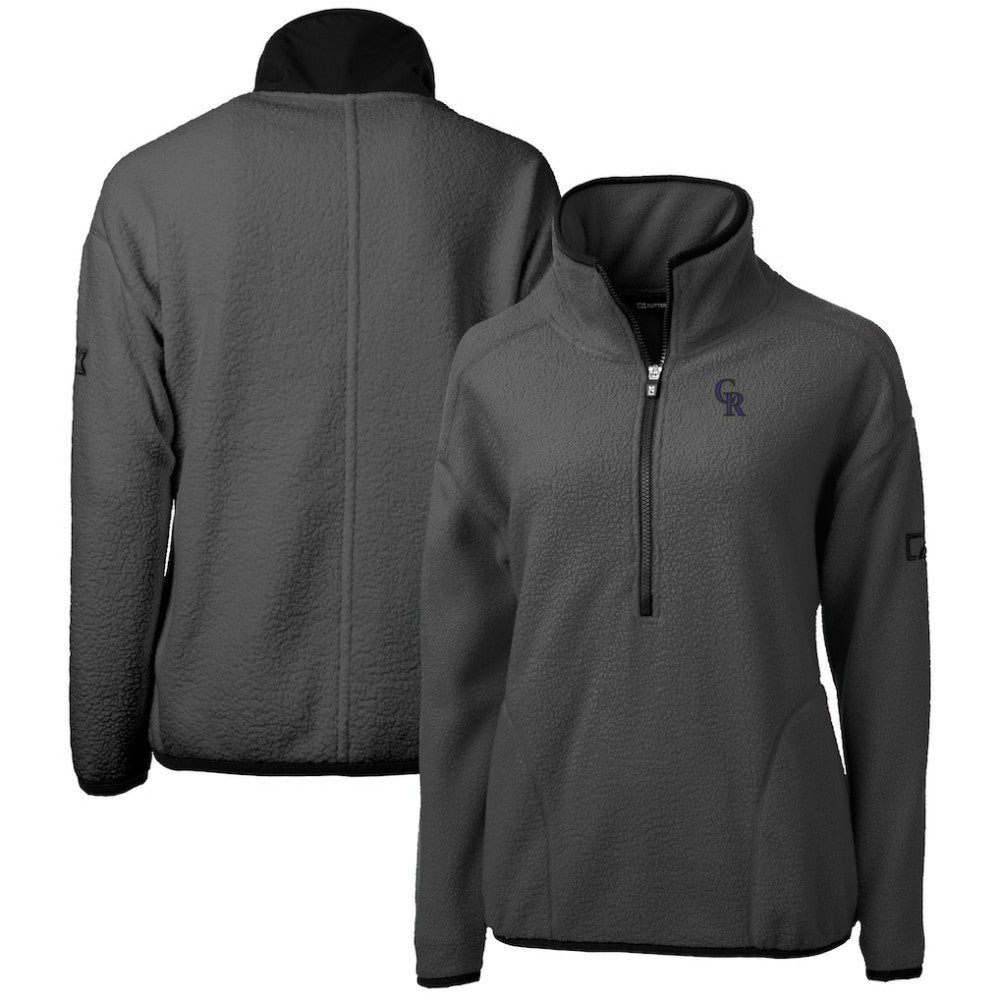 Colorado Rockies Cutter & Buck Women's Roam Cascade Eco Sherpa Fleece Half-Zip Pullover Jacket - Gray Jackets