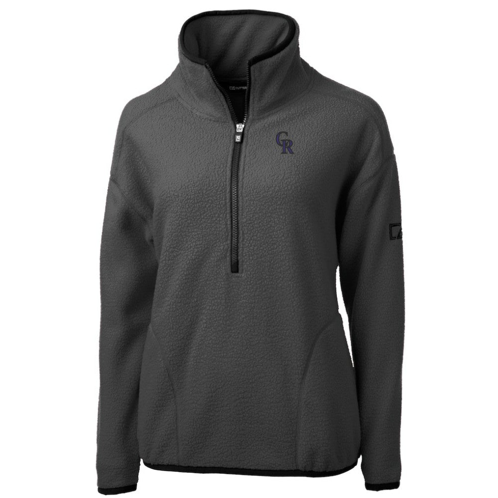 Colorado Rockies Cutter & Buck Women's Roam Cascade Eco Sherpa Fleece Half-Zip Pullover Jacket - Gray Jackets