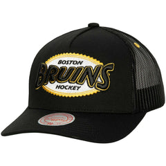 NHL Boston Bruins Mitchell & Ness Team Seal Trucker Snapback Hat - Black