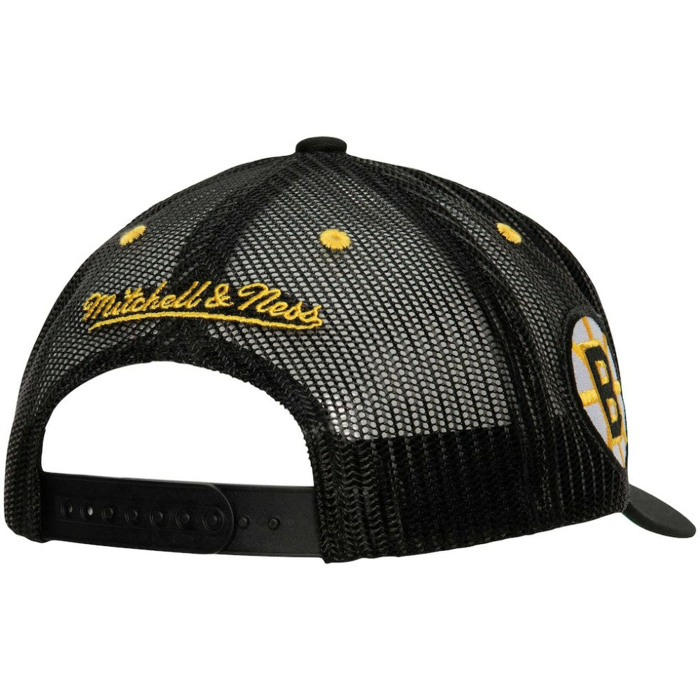 NHL Boston Bruins Mitchell & Ness Team Seal Trucker Snapback Hat - Black