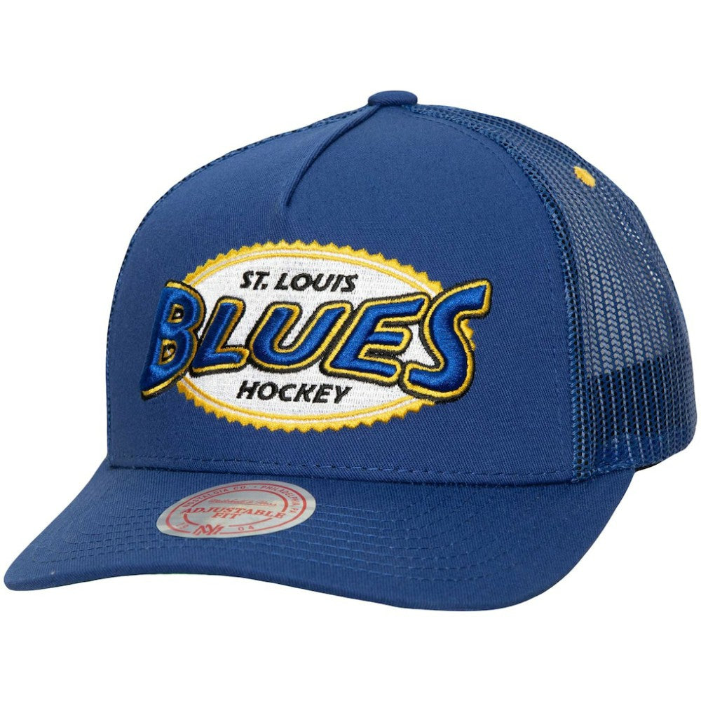 NHL St. Louis Blues Mitchell & Ness Team Seal Trucker Snapback Hat - Blue