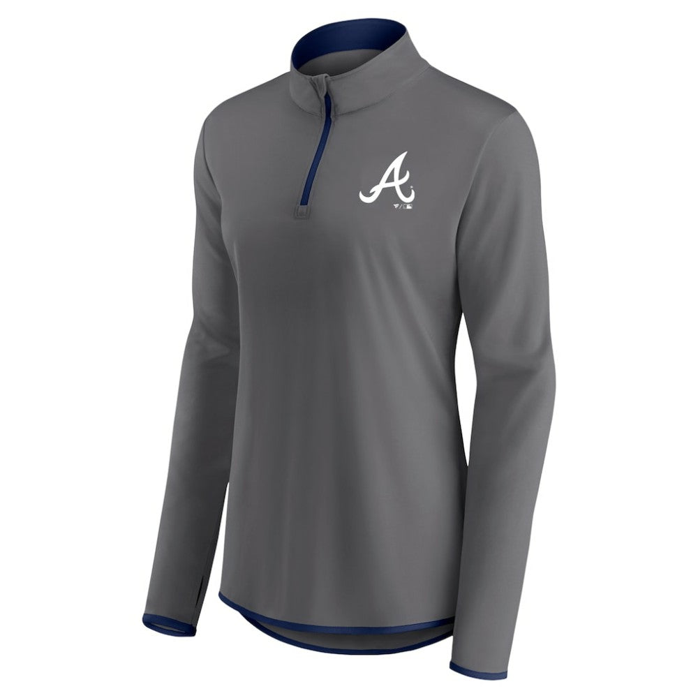 Atlanta Braves Profile Women's Plus Size Quarter-Zip Jacket - Charcoal Jackets