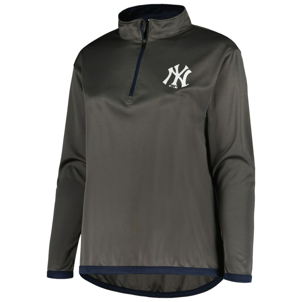 New York Yankees Profile Women's Plus Size Quarter-Zip Jacket - Charcoal Jackets