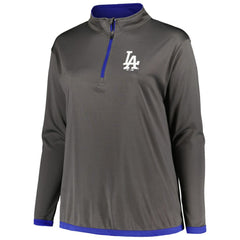 Los Angeles Dodgers Profile Women's Plus Size Quarter-Zip Jacket - Charcoal Jackets
