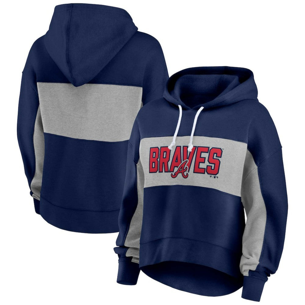 Atlanta Braves Profile Women's Plus Size Pullover Hoodie - Navy Hoodies
