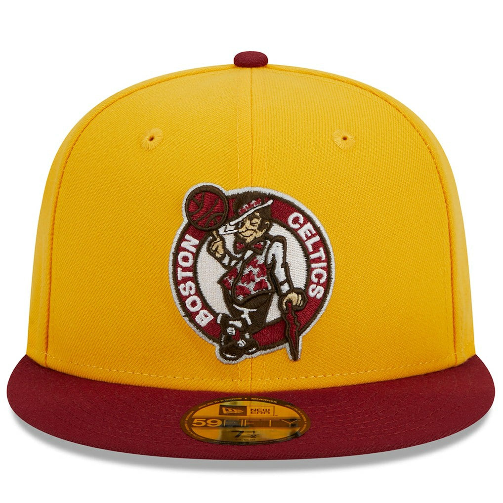 Boston Celtics Fall Leaves 2-Tone 59FIFTY Fitted Hat Yellow/Red