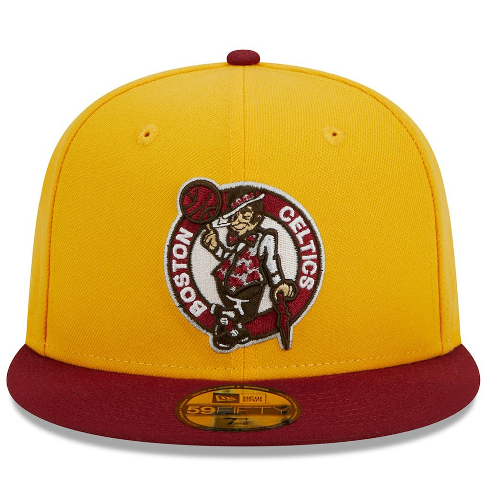 Boston Celtics Fall Leaves 2-Tone 59FIFTY Fitted Hat Yellow/Red