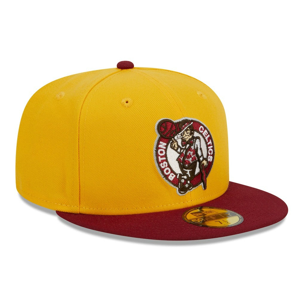 Boston Celtics Fall Leaves 2-Tone 59FIFTY Fitted Hat Yellow/Red