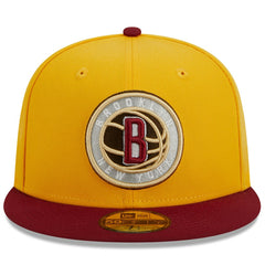 Brooklyn Nets Fall Leaves 2-Tone 59FIFTY Fitted Hat Yellow/Red