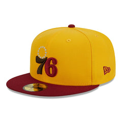 Philadelphia 76ers Fall Leaves 2-Tone 59FIFTY Fitted Hat Yellow/Red