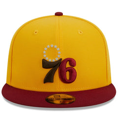 Philadelphia 76ers Fall Leaves 2-Tone 59FIFTY Fitted Hat Yellow/Red