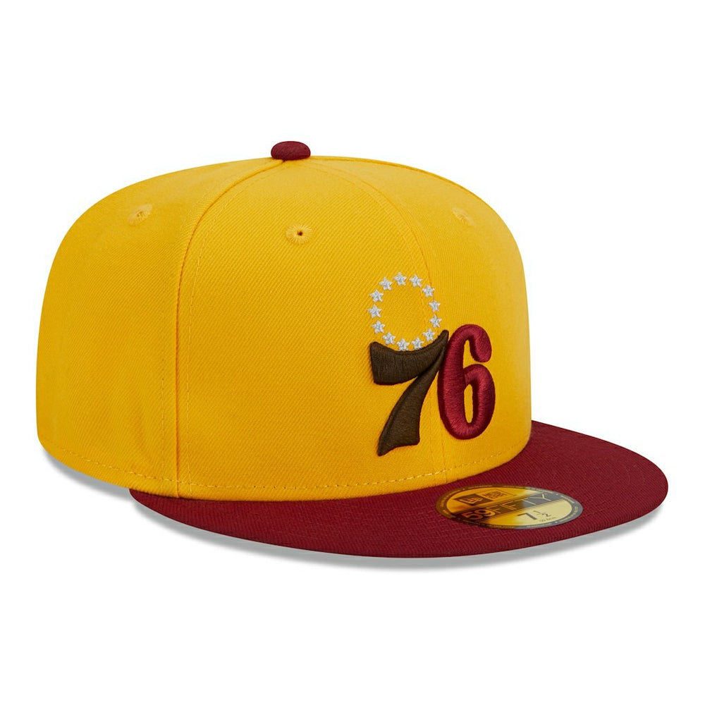 Philadelphia 76ers Fall Leaves 2-Tone 59FIFTY Fitted Hat Yellow/Red