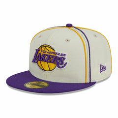 Los Angeles Lakers Piping 2-Tone 59FIFTY Fitted Hat Cream/Purple