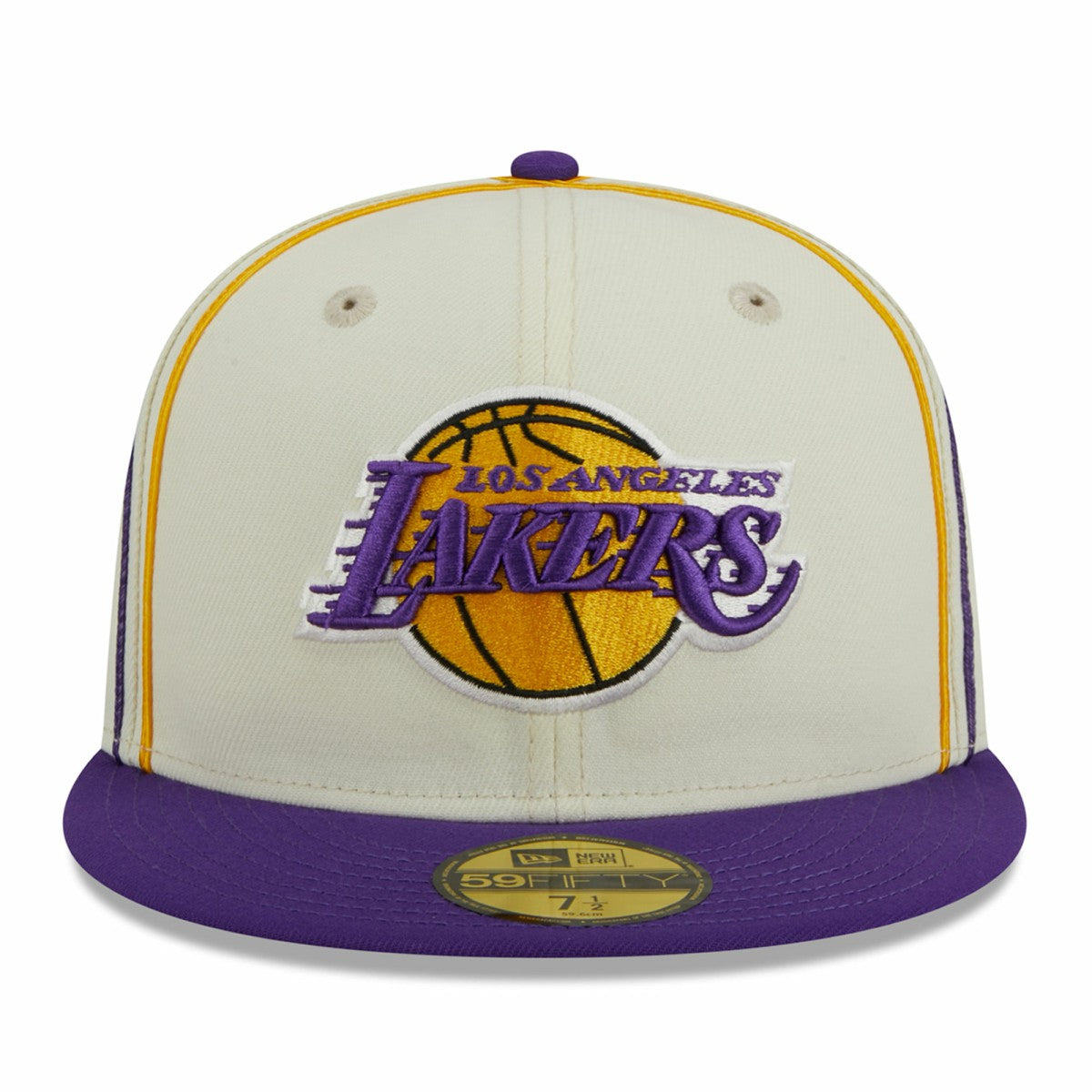 Los Angeles Lakers Piping 2-Tone 59FIFTY Fitted Hat Cream/Purple