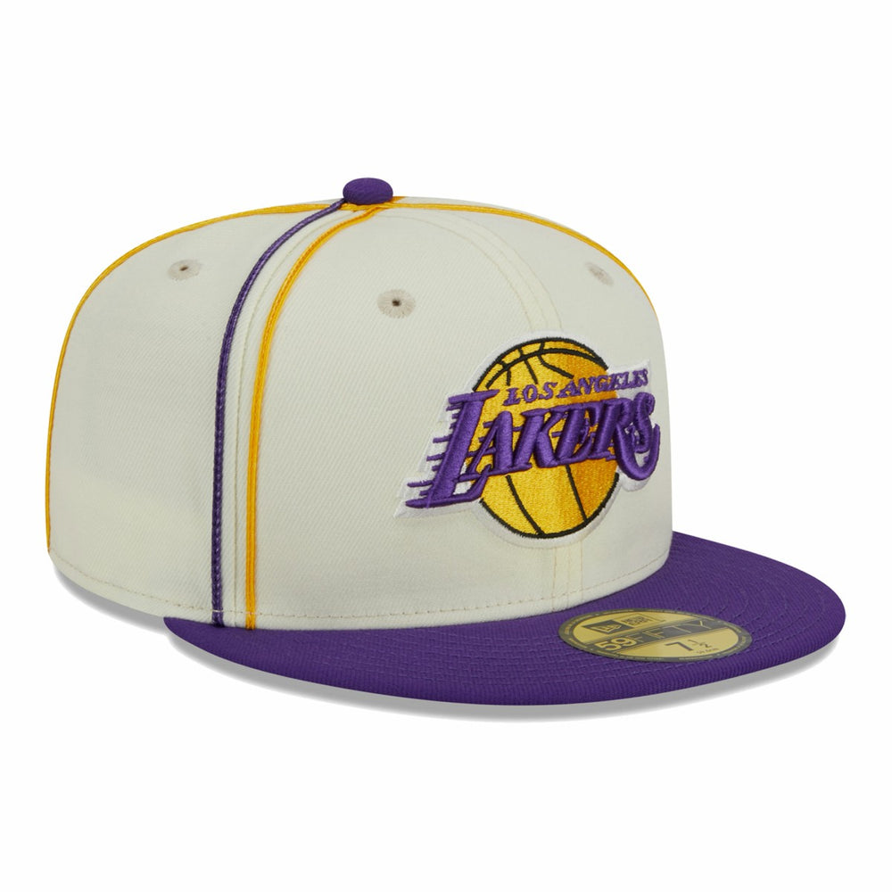 Los Angeles Lakers Piping 2-Tone 59FIFTY Fitted Hat Cream/Purple