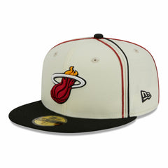 Miami Heat Piping 2-Tone 59FIFTY Fitted Hat Cream/Black