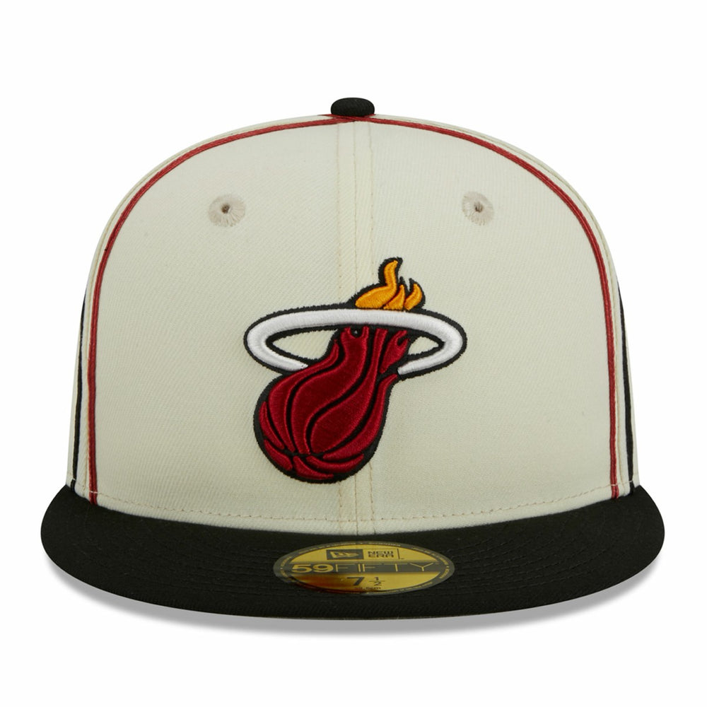 Miami Heat Piping 2-Tone 59FIFTY Fitted Hat Cream/Black