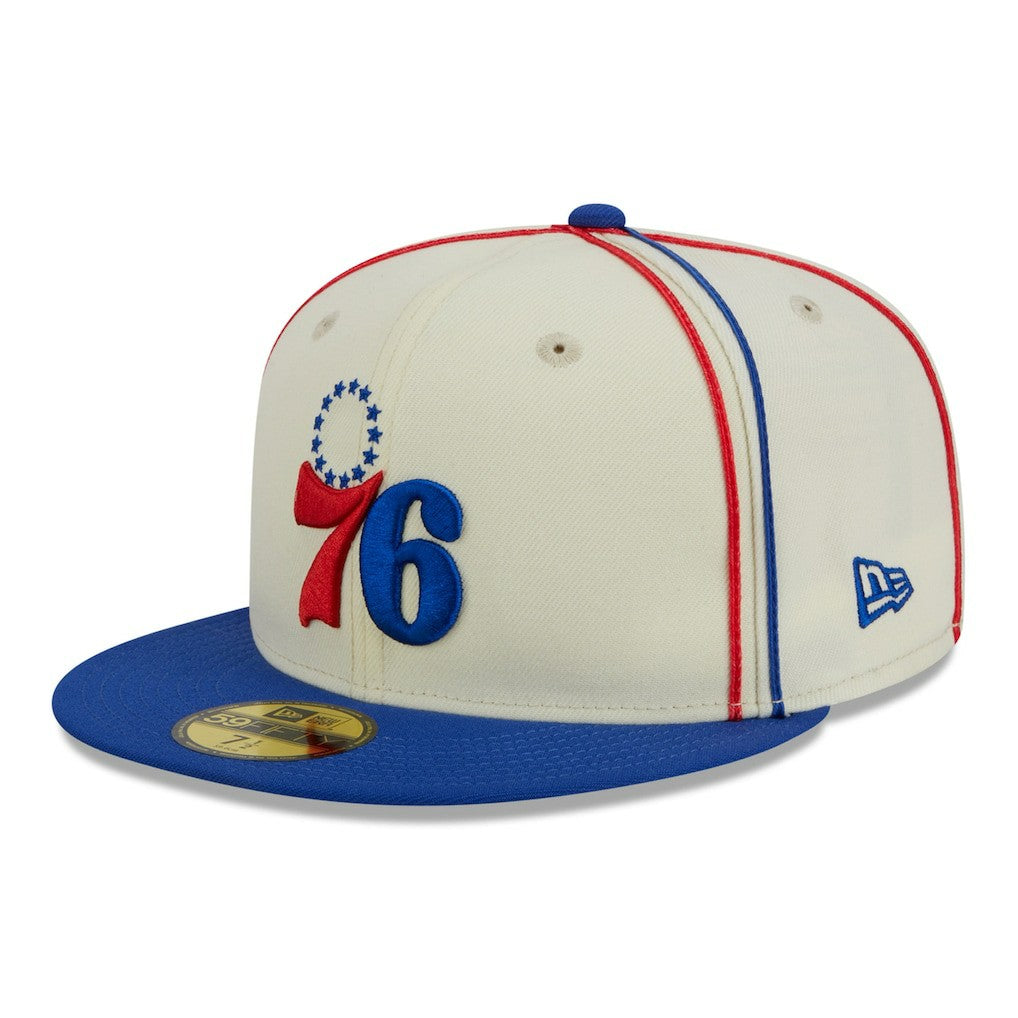 Philadelphia 76ers Piping 2-Tone 59FIFTY Fitted Hat Cream/Royal