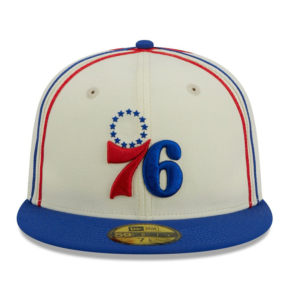 Philadelphia 76ers Piping 2-Tone 59FIFTY Fitted Hat Cream/Royal
