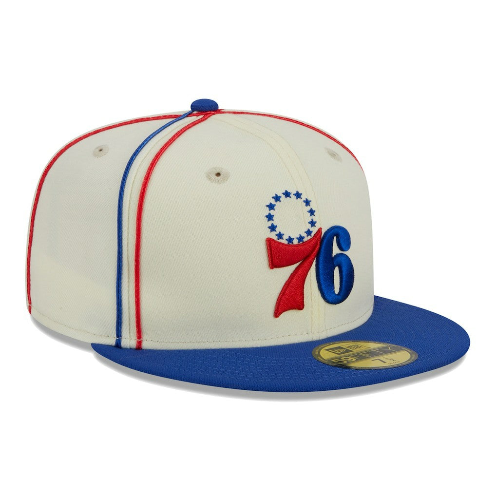 Philadelphia 76ers Piping 2-Tone 59FIFTY Fitted Hat Cream/Royal
