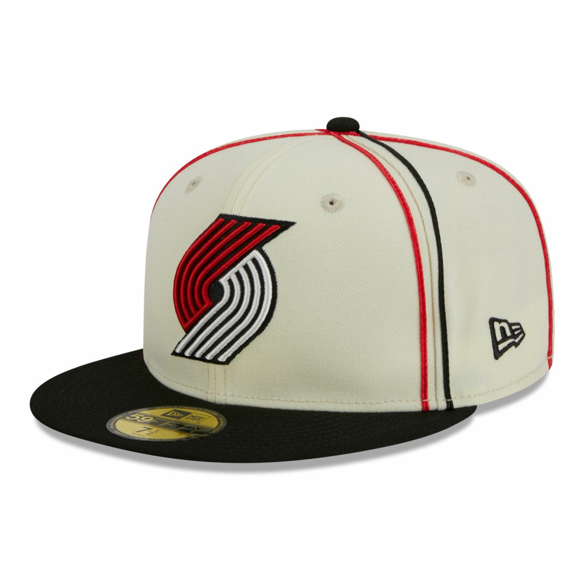 Portland Trail Blazers Piping 2-Tone 59FIFTY Fitted Hat Cream/Black