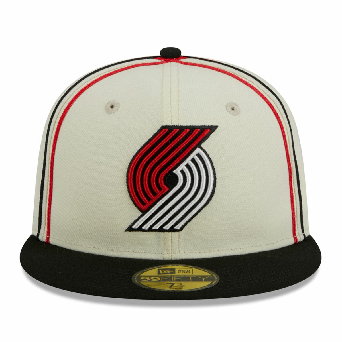 Portland Trail Blazers Piping 2-Tone 59FIFTY Fitted Hat Cream/Black