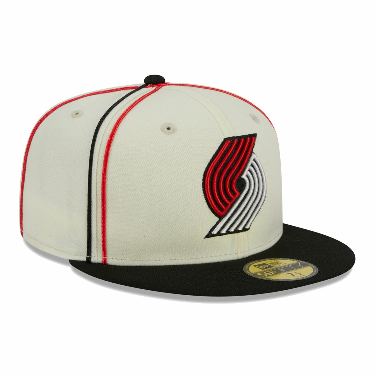 Portland Trail Blazers Piping 2-Tone 59FIFTY Fitted Hat Cream/Black