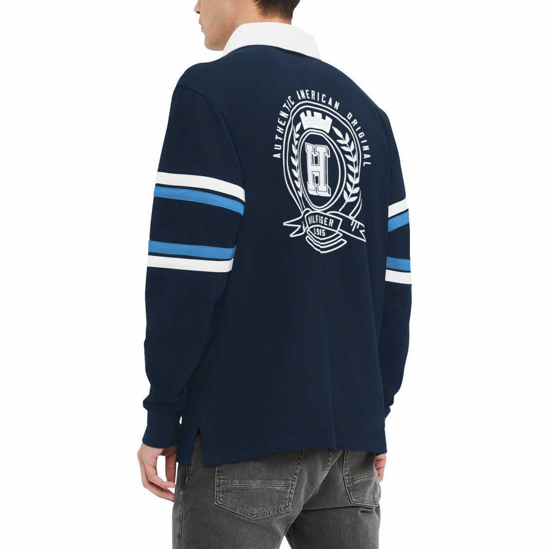 Tennessee Titans Tommy Hilfiger Cory Varsity Rugby Long Sleeve T-Shirt Navy