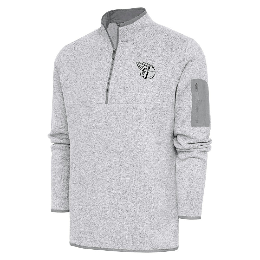 Cleveland Guardians Antigua Metallic Fortune Quarter-Zip Pullover Jacket - Pewter Jackets