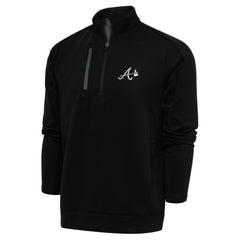 Atlanta Braves Antigua Metallic Generation Quarter-Zip Pullover Top - Black Pullover