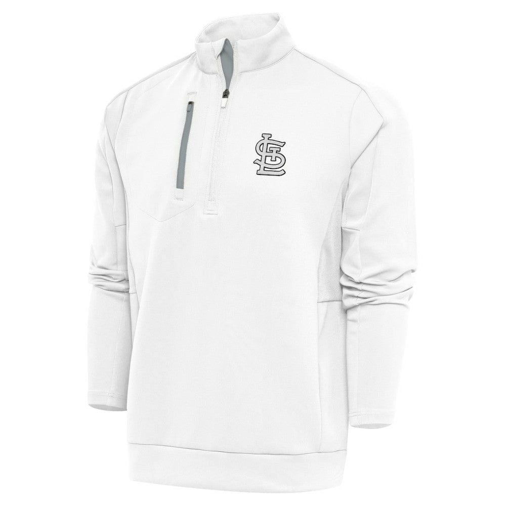 St. Louis Cardinals Antigua Metallic Generation Quarter-Zip Pullover Top - White Pullover