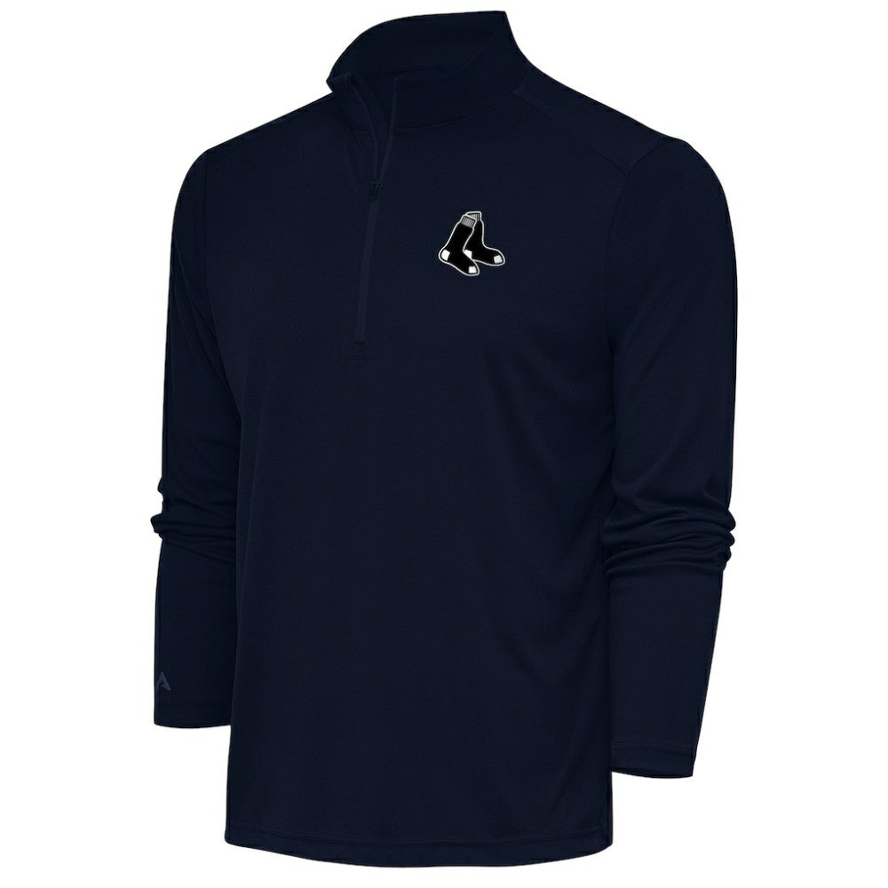 Boston Red Sox Antigua Metallic Tribute Quarter-Zip Top - Navy Tops