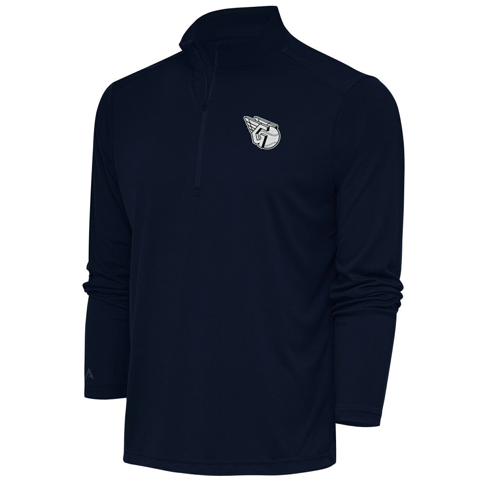 Cleveland Guardians Antigua Metallic Tribute Quarter-Zip Top - Navy Tops
