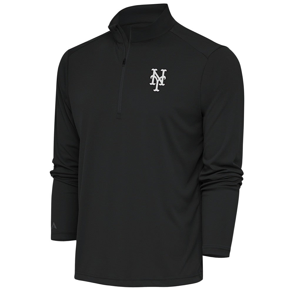 New York Mets Antigua Metallic Tribute Quarter-Zip Top - Charcoal Tops