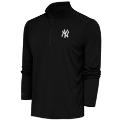 New York Yankees Antigua Metallic Tribute Quarter-Zip Top - Black Tops