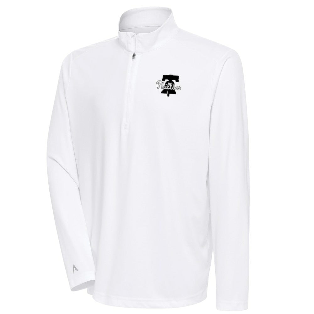 Philadelphia Phillies Antigua Metallic Tribute Quarter-Zip Top - White Tops