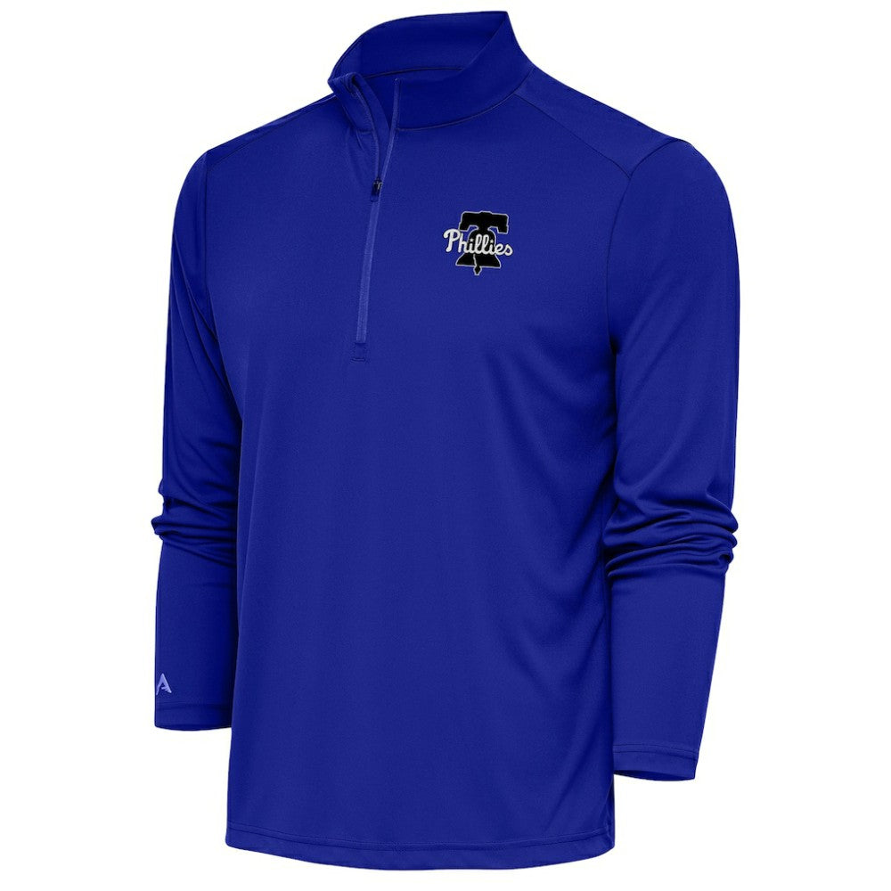 Philadelphia Phillies Antigua Metallic Tribute Quarter-Zip Top - Royal Tops
