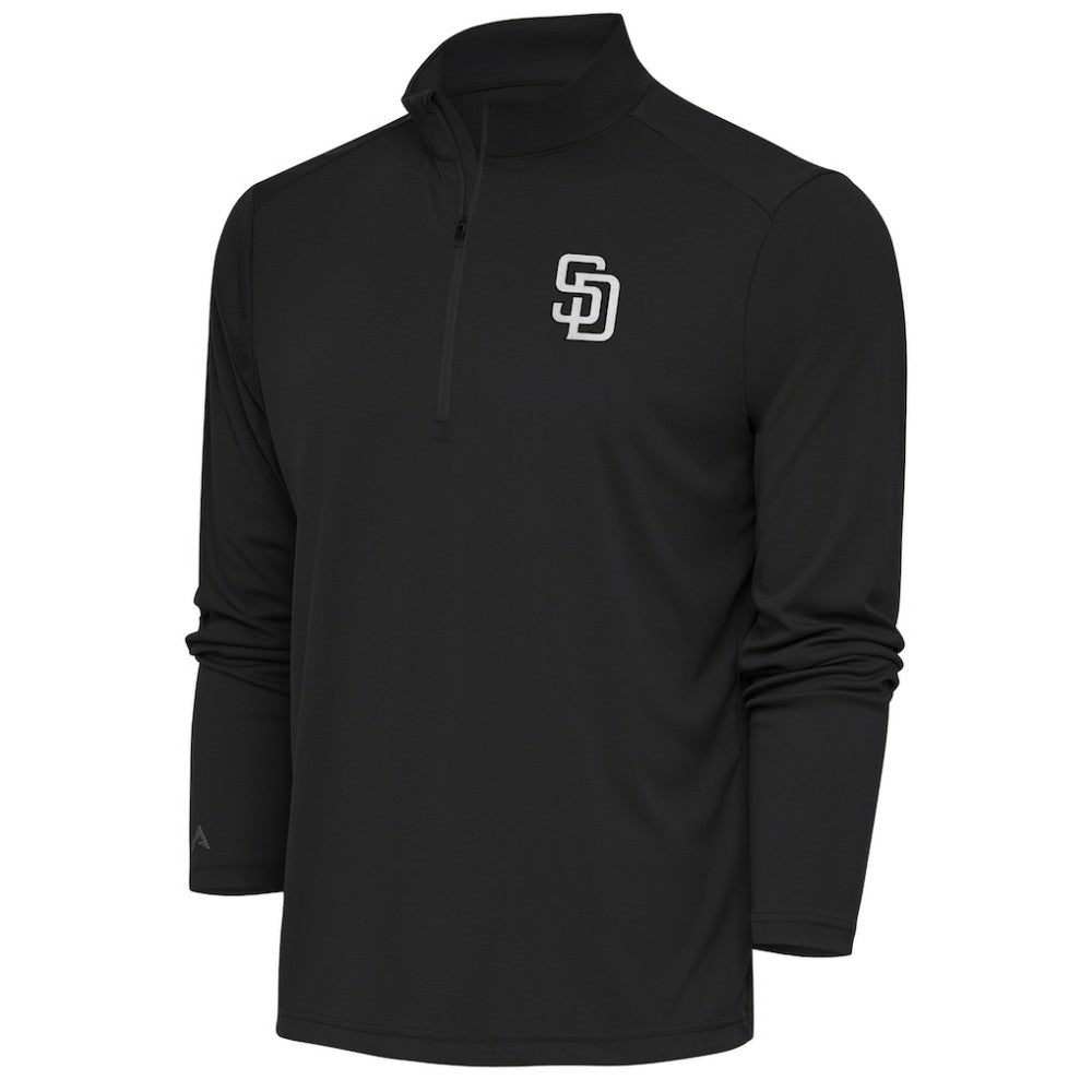 San Diego Padres Antigua Metallic Tribute Quarter-Zip Top - Charcoal Tops