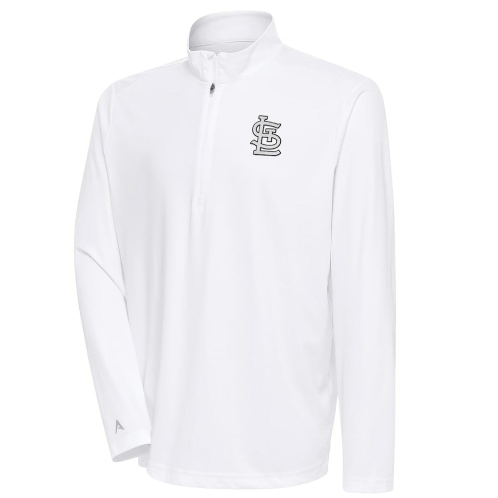 St. Louis Cardinals Antigua Metallic Tribute Quarter-Zip Top - White Tops