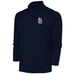 St. Louis Cardinals Antigua Metallic Tribute Quarter-Zip Top - Navy Tops