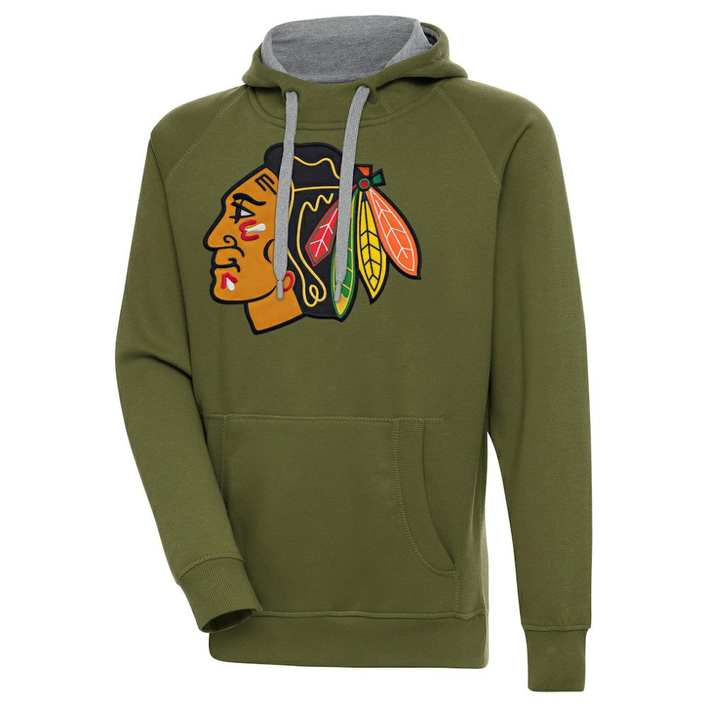 NHL Chicago Blackhawks Antigua Victory Pullover Hoodie - Olive