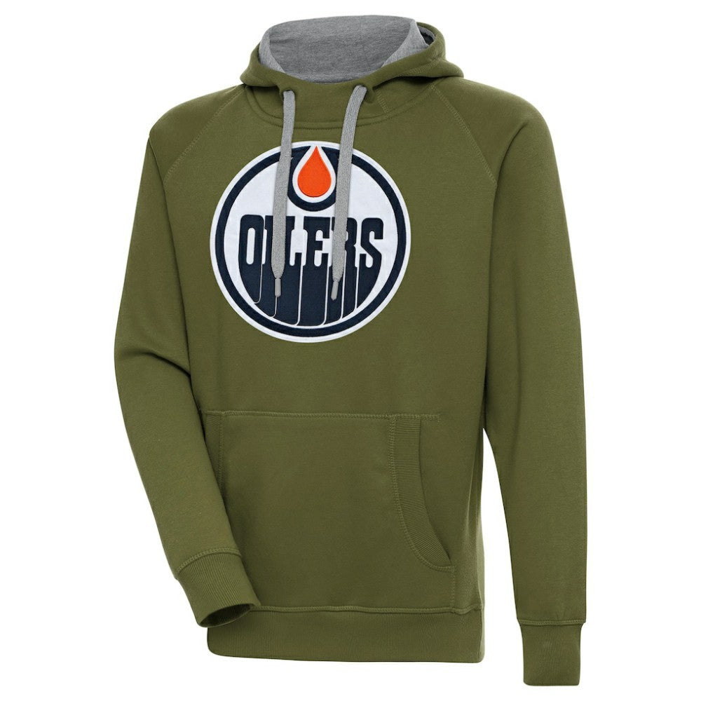 NHL Edmonton Oilers Antigua Victory Pullover Hoodie - Olive