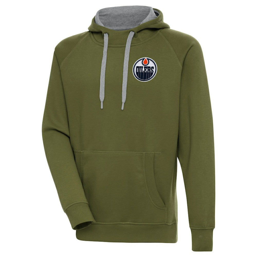 NHL Edmonton Oilers Antigua Victory Pullover Hoodie - Olive