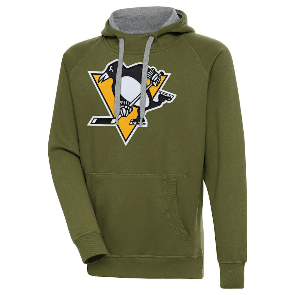 NHL Pittsburgh Penguins Antigua Victory Pullover Hoodie - Olive