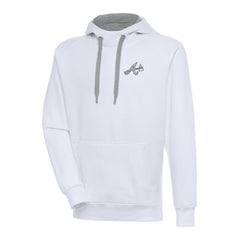 Atlanta Braves Antigua Metallic Victory Pullover Hoodie - White Hoodies