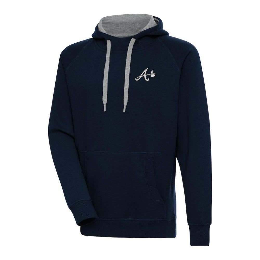 Atlanta Braves Antigua Metallic Victory Pullover Hoodie - Navy Hoodies
